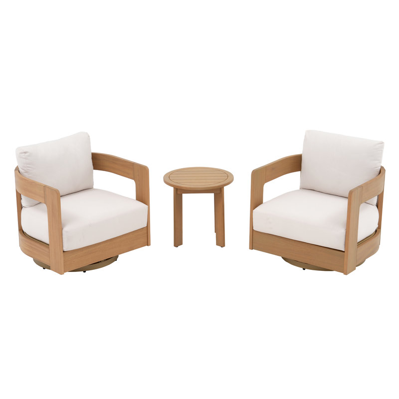 Outdoor 3 Piece Seating Group With Cushions, Beige