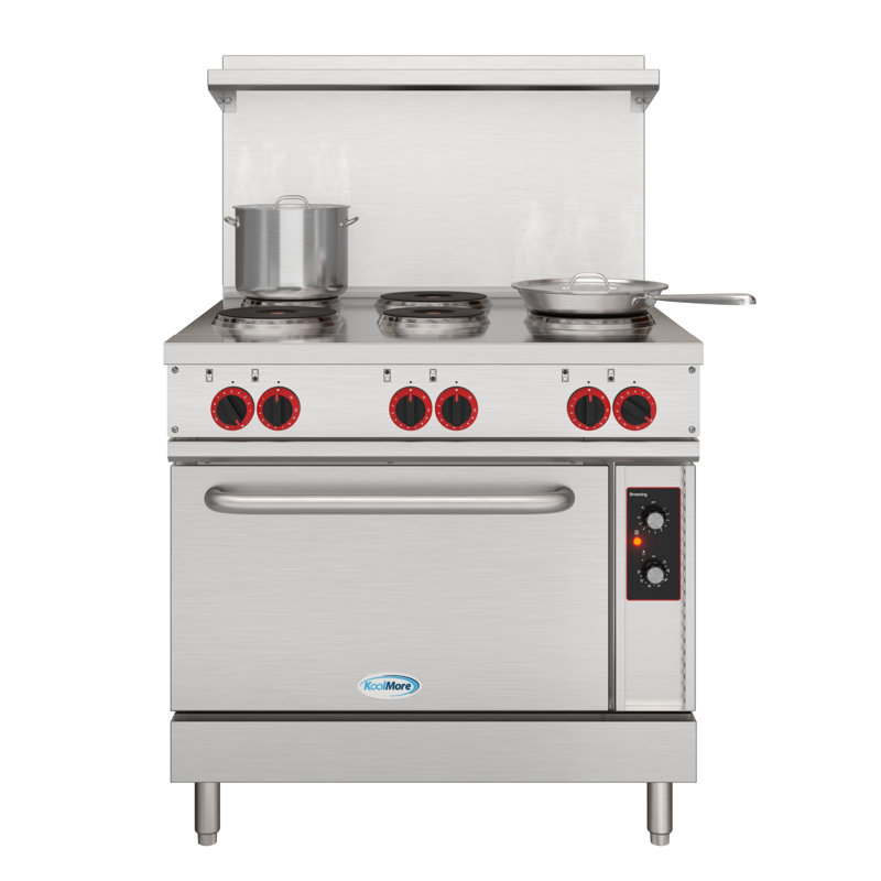 36 In. Commercial Electric Range with 6 Burners and 1 Standard Electric Oven in Stainless Steel - 208V 3 Phase