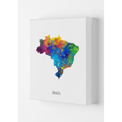 Brazil Watercolour Map by Michael Tompsett - 1 Piece Wall Art