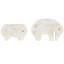 Rumy Marble Rounded Abstract Elephant Decorative White Sculpture with Gray Marble Veins and Cutouts Set