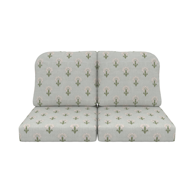 Amala Sunbrella® Indoor/Outdoor Loveseat Cushion, Sunbrella® Mira Celeste