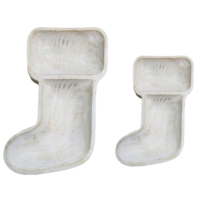 Ensemble de 2 bols à chaussettes en bois recyclé