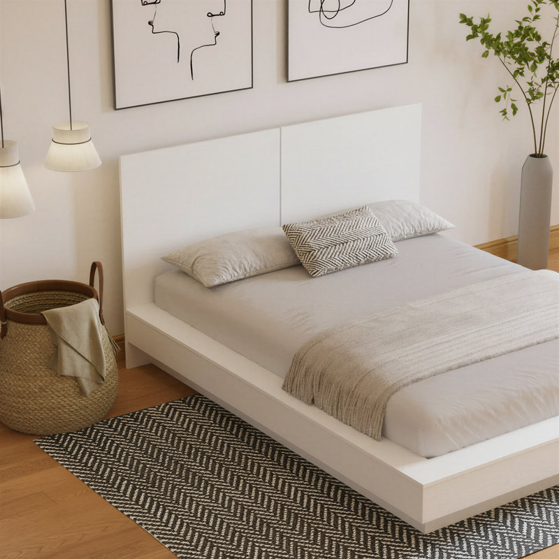 Napa Platform Bed with Headboard, King, White