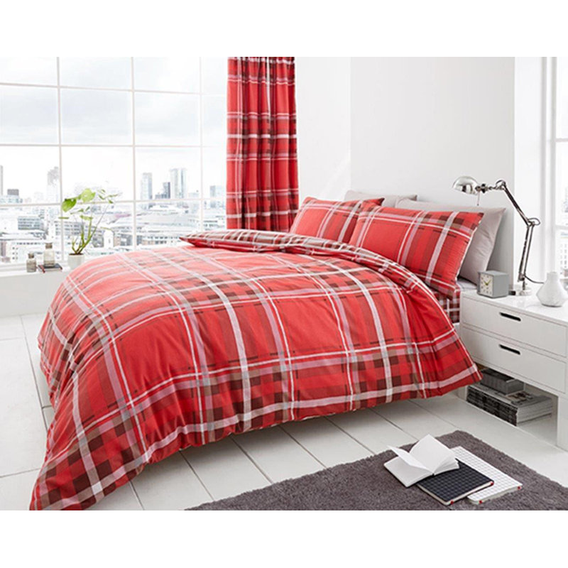 GC Printed Tartan Duvet Cover Set with Pillowcases Included, Super King, Grey
