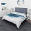 Ensemble de housse de couette moderne et contemporaine en microfibre bleu / blanc-35228179