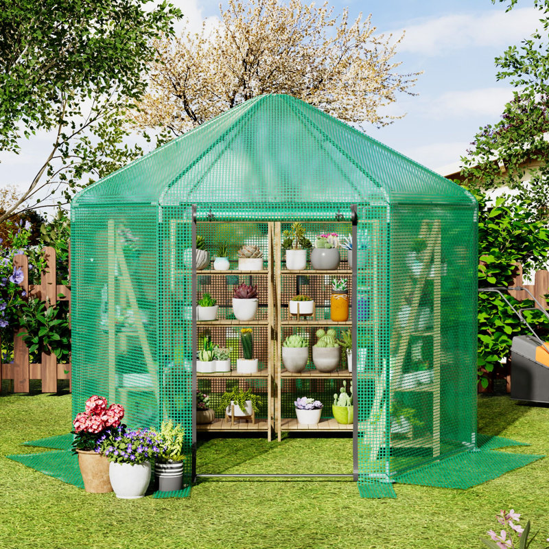 Heavy-duty Hexagonal Green House, 8.2" H x 9.4" W x 9.4" D