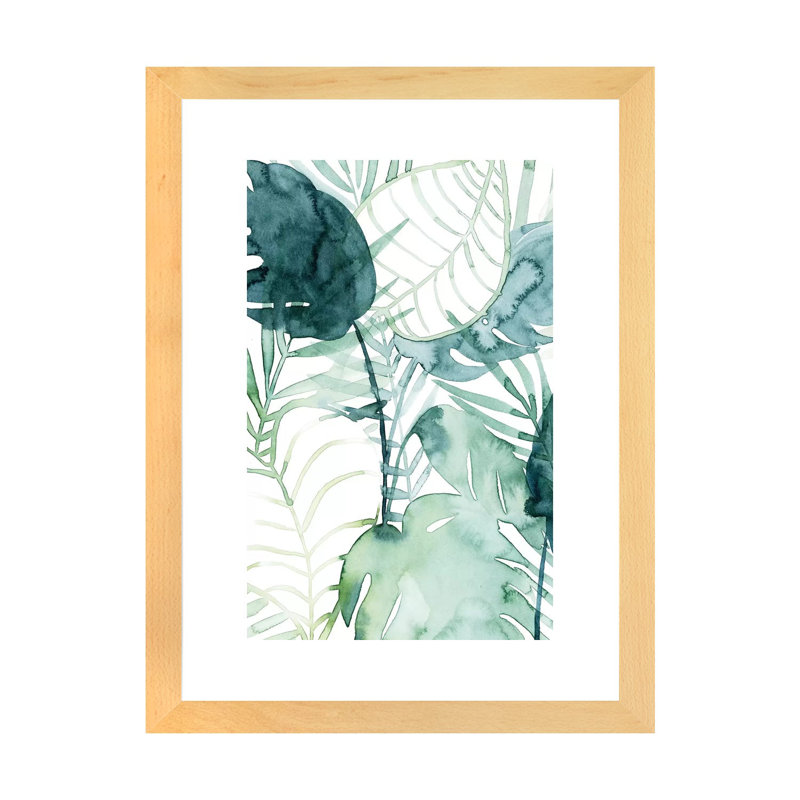 « Palm pieces II » par Grace Popp-impression d’art graphique, H 32 po x l 24 po x P 1 po, Toile avec cadre en bois beige