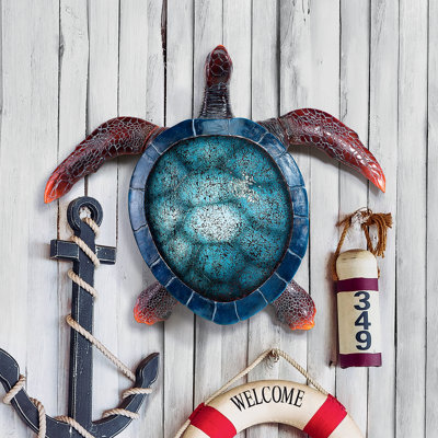 Blue Sea Turtle Illuminated Wall Sculpture