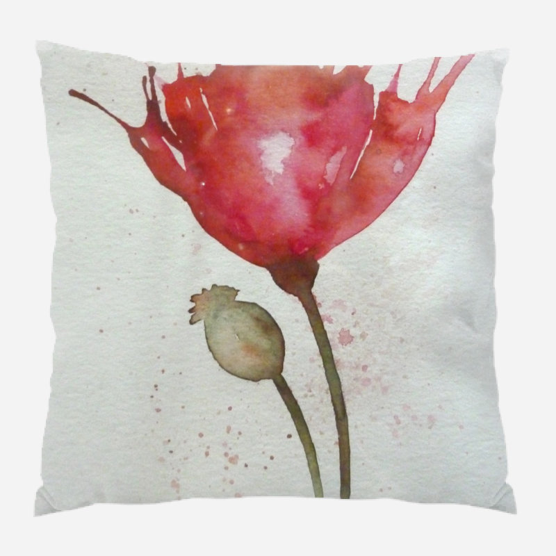Coussin décoratif dépilé Poppy, Synthétique, Extérieur