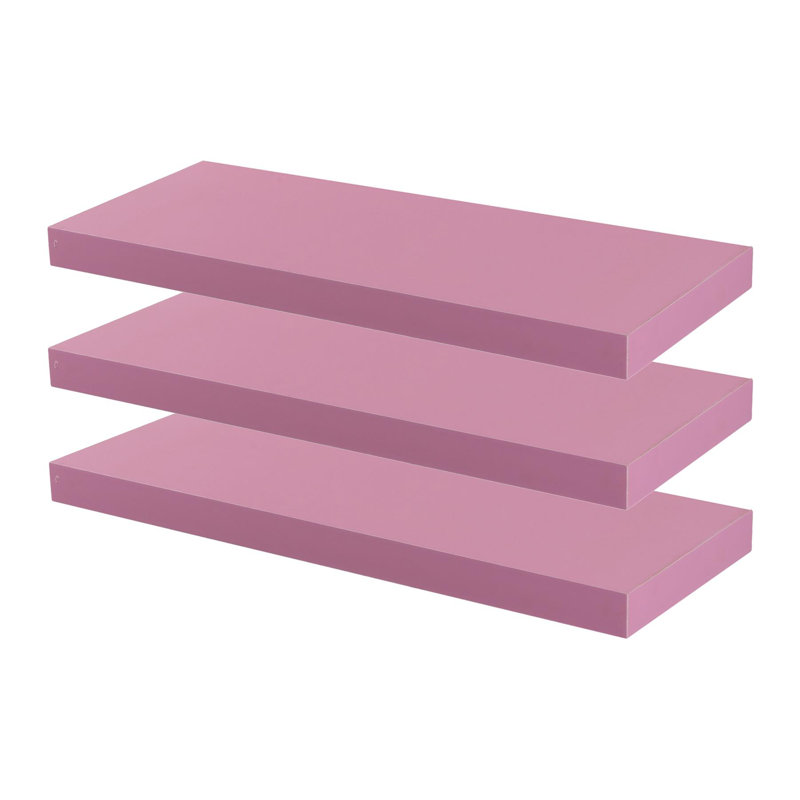 Harbour Housewares - Modern Floating Wall Shelves, 4cm H x 60cm W x 23.5cm D, Pink