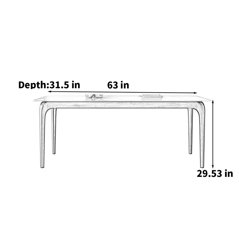 Endrew Rectangular rock slab simple modern dining table, 29.53"H x 63"L x 31.5"W