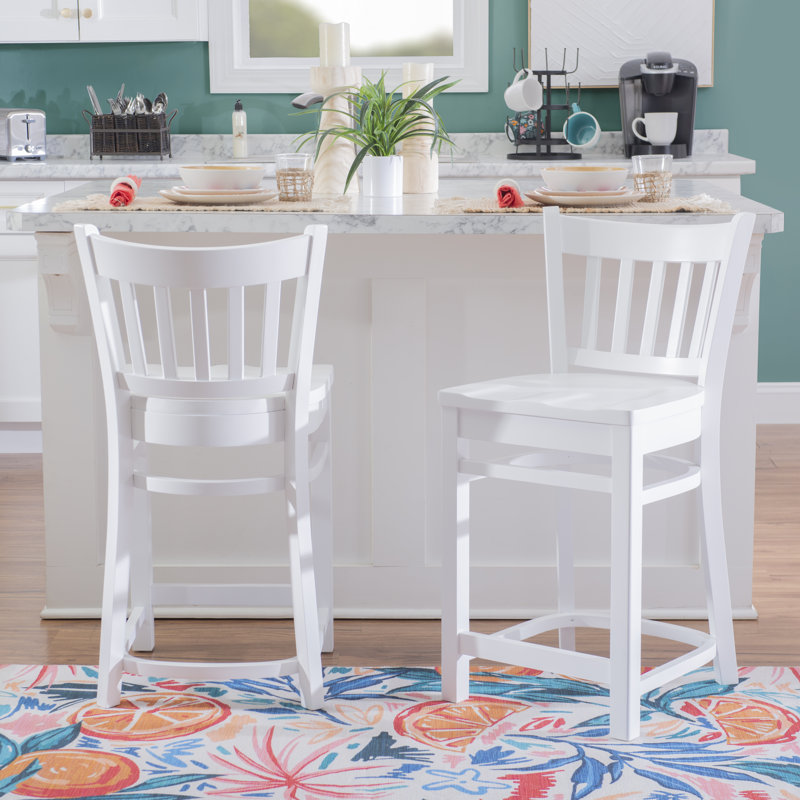 Tabouret de comptoir Khrystian, Blanc