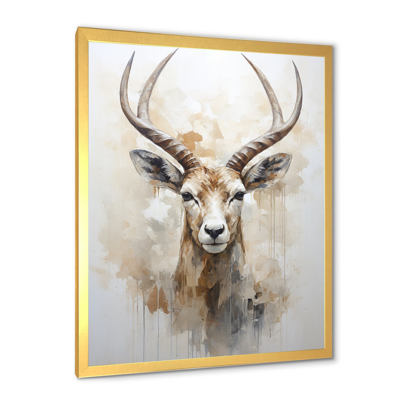 Minimalisme antilope Ibex I, H 32 po x l 24 po x P 1 po, Cadre doré simple