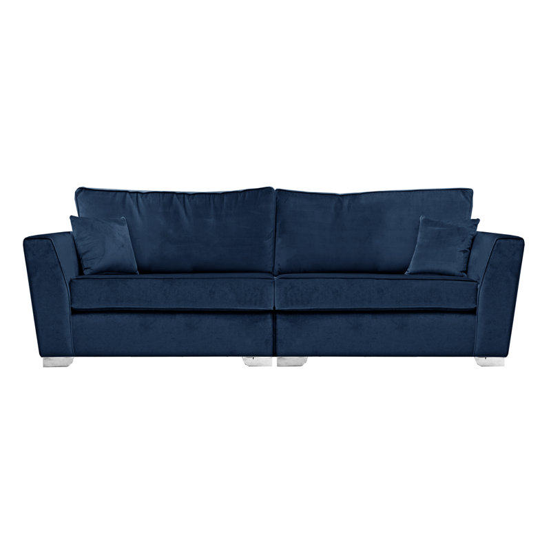 Quade 4 Seater Velvet Sofa, Navy