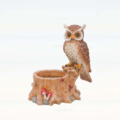 Whimsical Owl Garden Planter Pot on Branch - Durable Polyresin Flower Pot for Outdoor and Indoor Decor