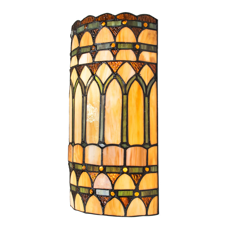 2 - Light Flush Mounted Sconce, Beige/Green/Brown/Amber