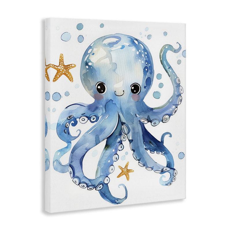 «Happy Smile Octopus», art mural sur toile par Franklyn Gregory bp-472_CN, H 30 po x l 24 po