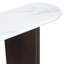 Console étroite avec plateau ovale en marbre, pieds courbés et base triangulaire-684603800