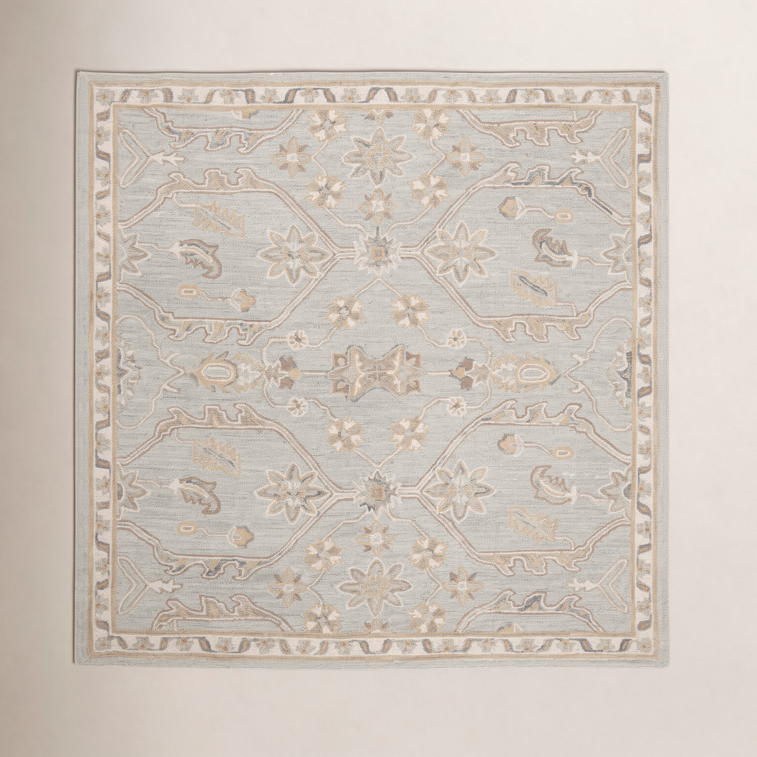 Airlie Slate Beige Hand-Tufted Wool Oriental Rug, Square 8'