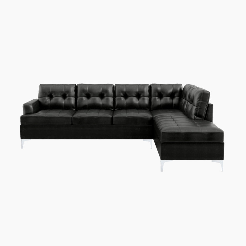 Hercilia 2-Piece Modern & Contemporary Faux leather Sectional Sofa with Right Chaise for Lounging, Refined Tufted Detail