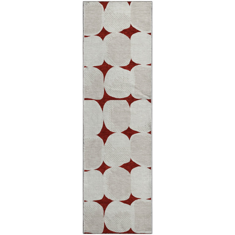 Premium Machine Washable Prisco Burgundy Rug