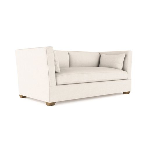 Rivington Flare Square Track-Arm Loveseat, Vintage Leather Alabaster, 31" H x 72" W x 37" D, Ebony