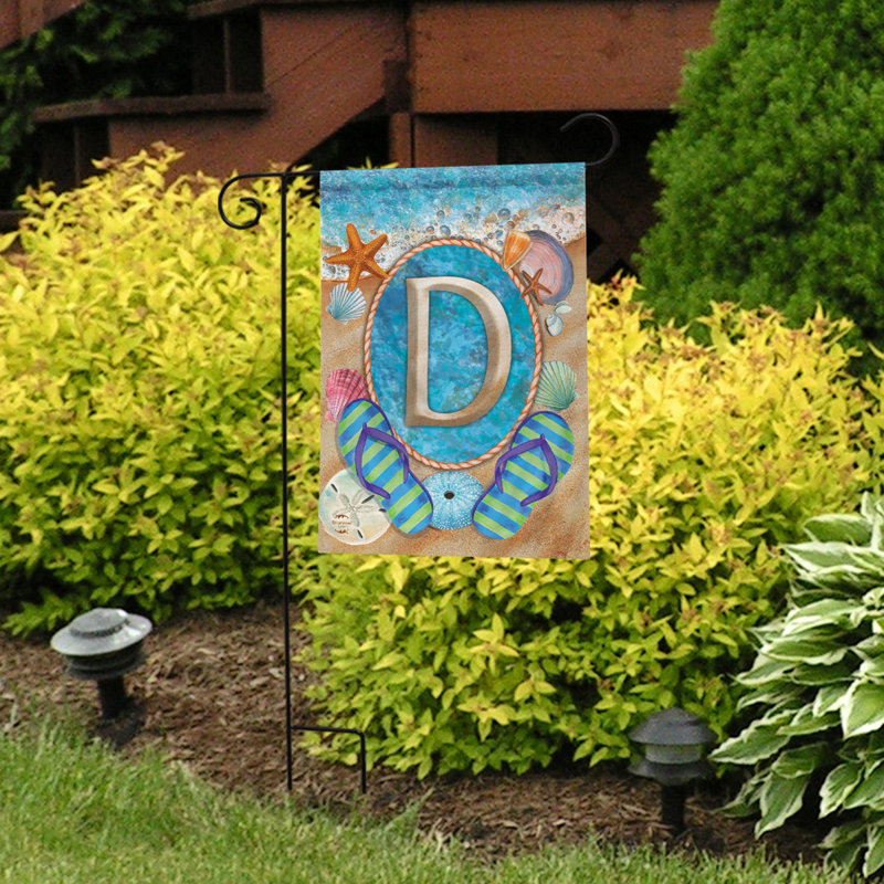 Été, monogramme lettre D, drapeau de jardin
