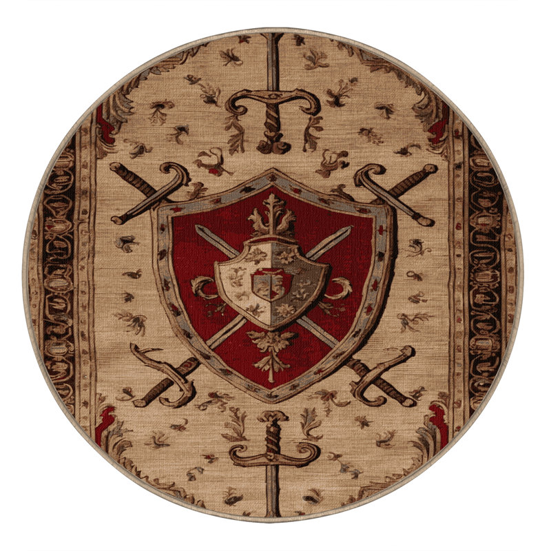Tapis brun français lavable à la machine, Rond 6 pi