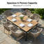 The Rectangular Aluminium Waterproof Patio Outdoor Dining Table with Umbrella Hole(Include lid)-896686184