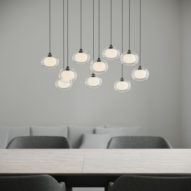 Luminaire suspendu sphère 10 lumières Mission, Noir