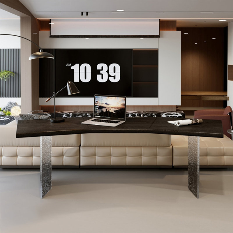 Bureau rectangulaire moderne en bois massif noir, H 29,53 po x l 62,99 po x P 23,62 po