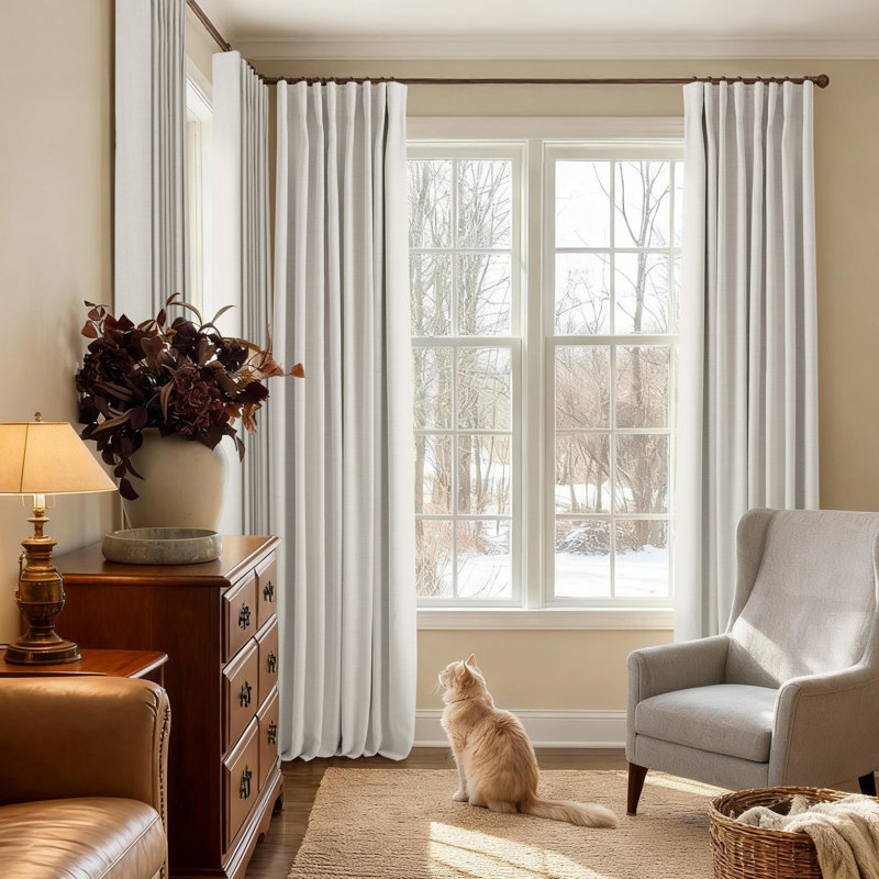 Birglinde Faux Linen Textured Thermal 100% Blackout Curtains for Bedroom Living Room Rod Pocket/Ring Clips, 50" W x 84" L