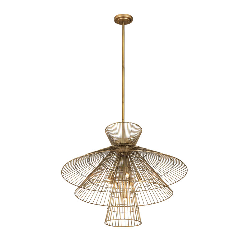 Lustre géométrique unique à 8 lumières Bowry, Laiton frotté