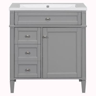 Delvontae 30'' Single Bathroom Vanity with Ceramic Top