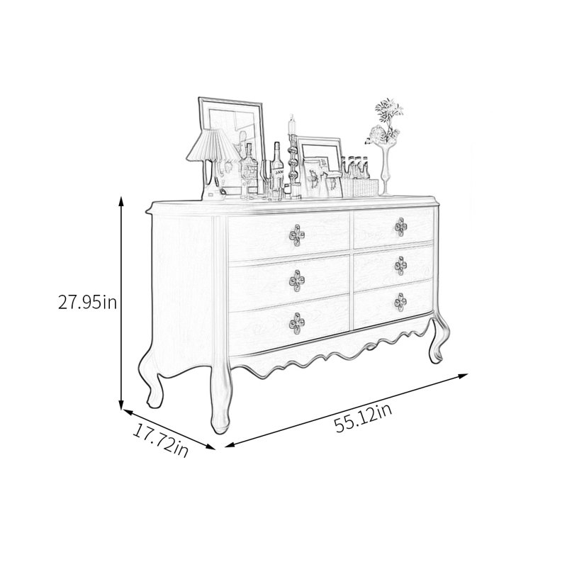 Akhiya 55.12'' W 6 - Drawer Dresser
