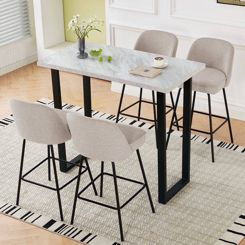 Padded 73cm Linen Upholstered Bar Stool with Spring, Beige