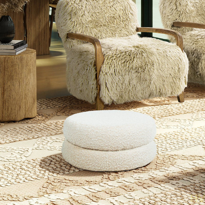 Homary 18.5" Floor Cushion Footrest Ottoman,   Boucle