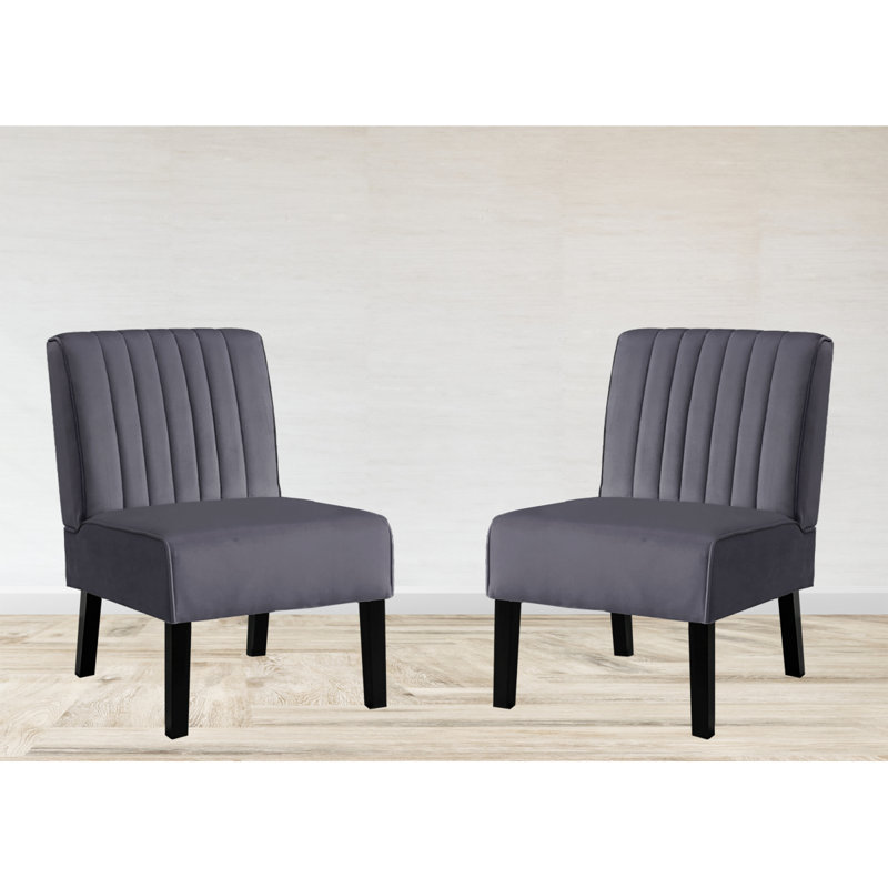 Ensemble de 2 chaises d'appoint Reese Mid Century Modern, Gris