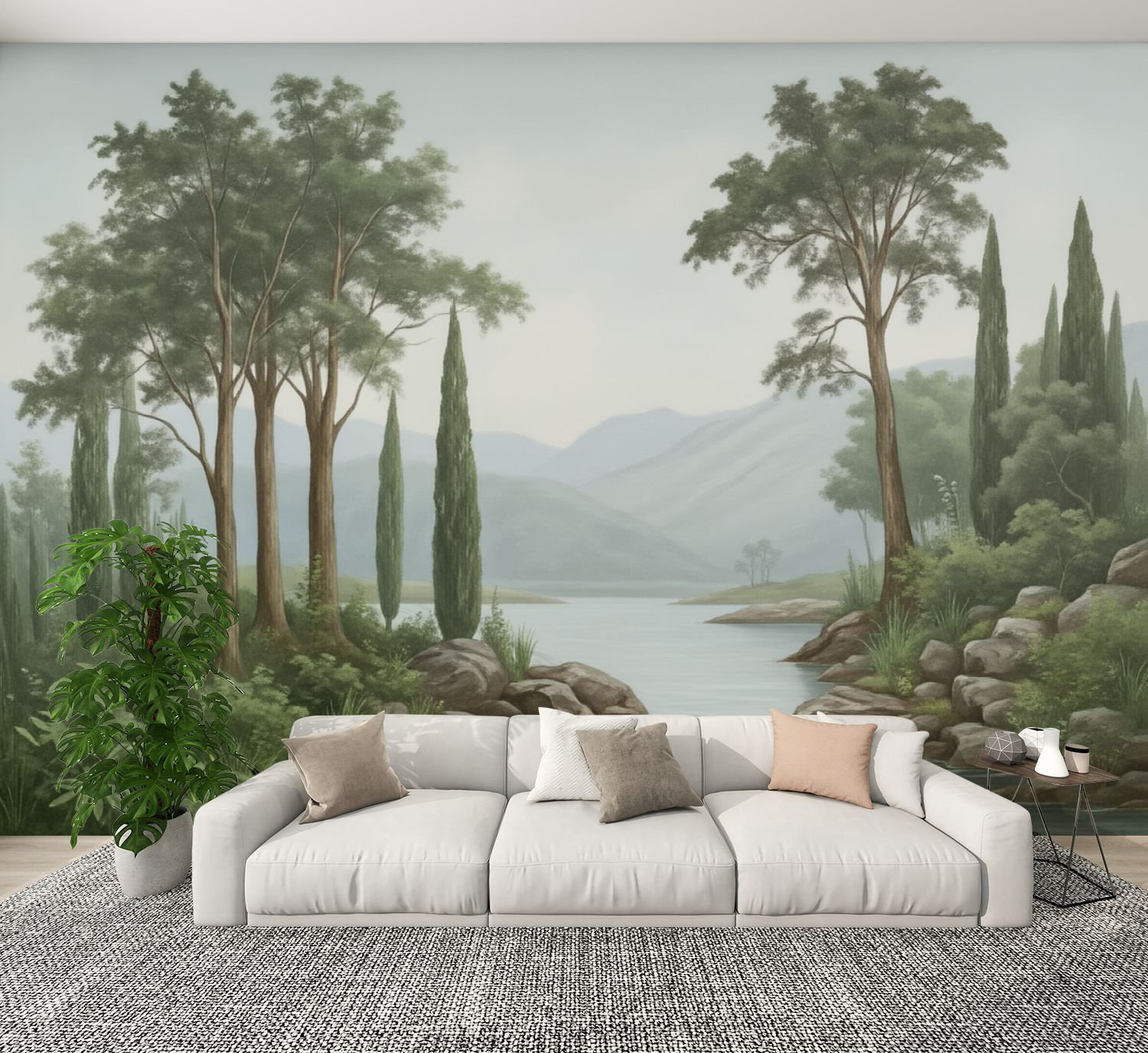 Red Barrel Studio Vintage Peel and Stick Wallpaper Serene Mountain Lake ...