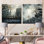 Ensemble de 2 reproductions d'art sur toile grises, Japon, paysage urbain I