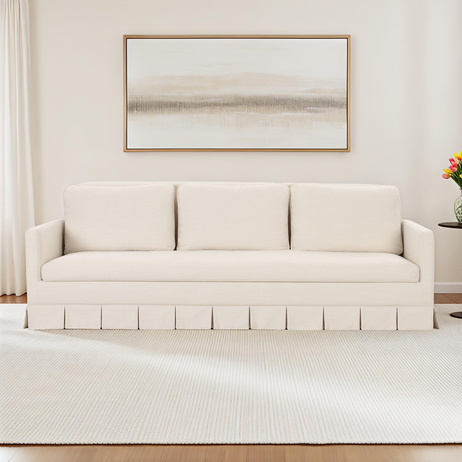 Pellicano 98'' Sofa, Cream Polyester Blend