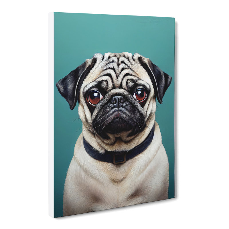 Roznin Pug Dog Portrait - Wrapped Canvas Print, 50cm H x 35cm W