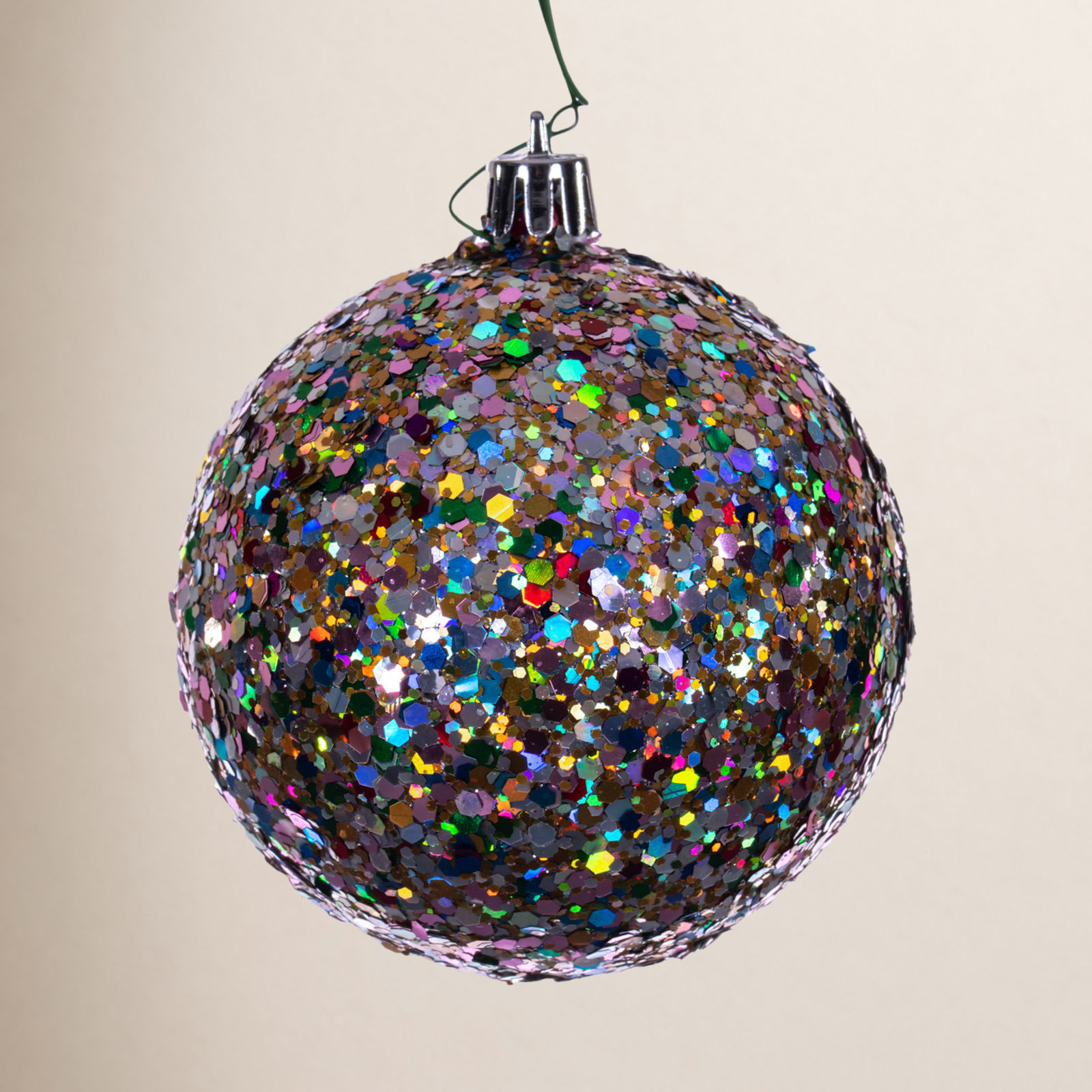 Holiday Décor Ball Ornament, 3" H x 3" W x 3" D, Rainbow
