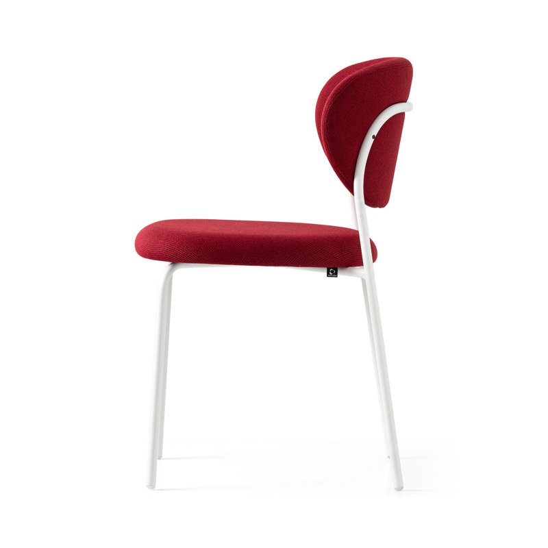 Cozy Upholstered Chair with Metal Frame, Matt Optic White, Burgundy