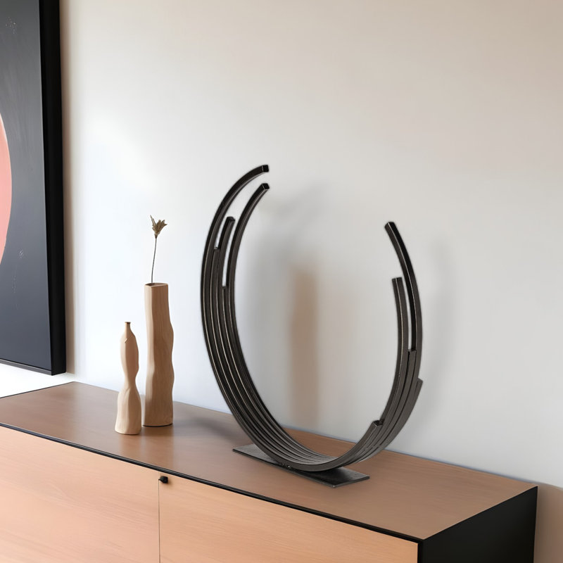 Sculpture de table moderne en fer noir 20 "Rew, H 30 po x l 3 po x P 20 po