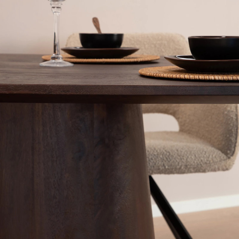 Aron Oval Solid Wood Top Dining Table, Brown, 43" W x 79" L