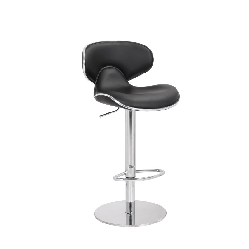 Basnight Swivel Upholstered Counter Stool with Metal Frame, Black