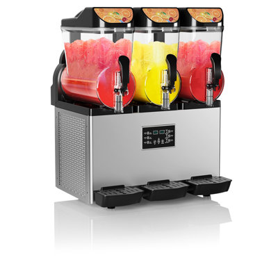 1200W Triple-Tank Commercial Slushy Machine, 15L×3 Stainless Steel Frozen Drink Maker with Self-Cleaning Mode, Adjustable Temperature for Restaurant, Cafe, Bar and Home Party