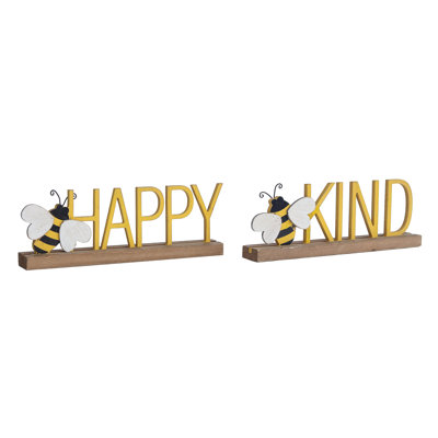 Wood 15.75 in. Spring Bee Word Sign Set of 2