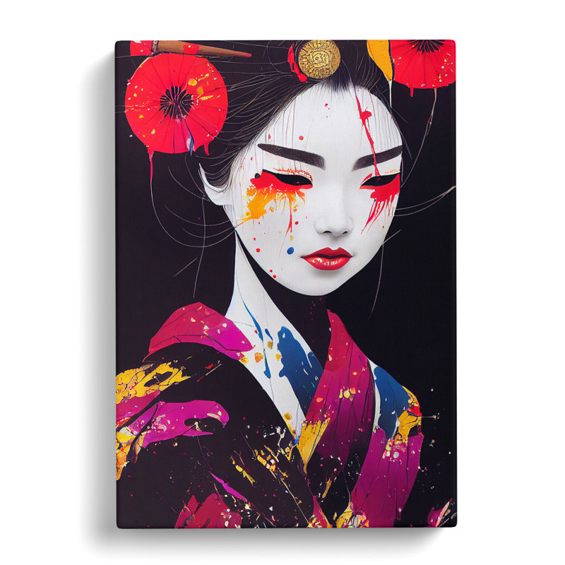 Painted Geisha No.1 - Wrapped Canvas Print, 50cm H x 35cm W x 3cm D
